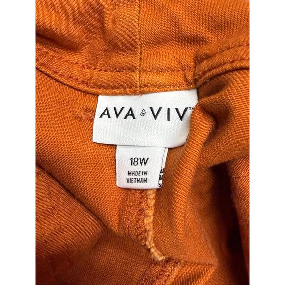 Ava & Viv Orange Button Fly High Rise Plus Size Shorts Khaki Chino Stretch 18 - Picture 5 of 9